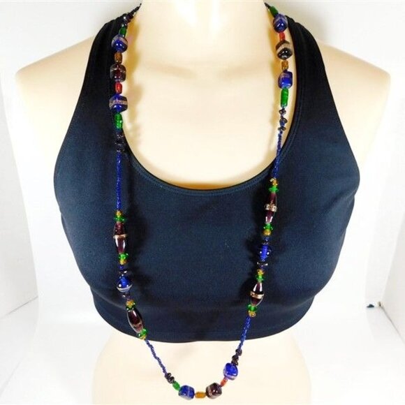 612/2384 Multicolored Blown Glass Beaded 37  Necklace - Picture 1 of 2